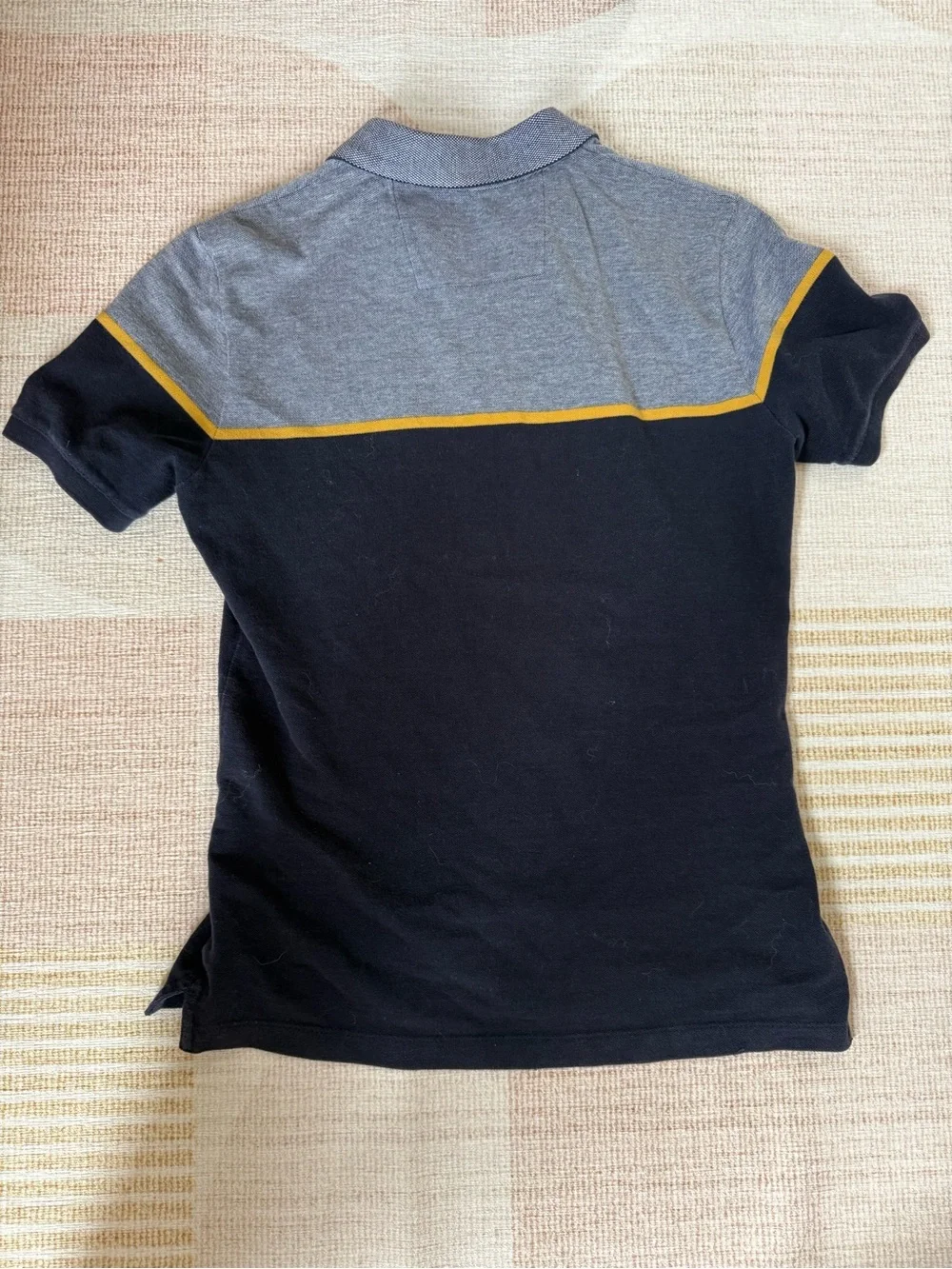 Banana Republic Men’s Navy & Gray Polo with Mustard Accent 100% Cotton Size S